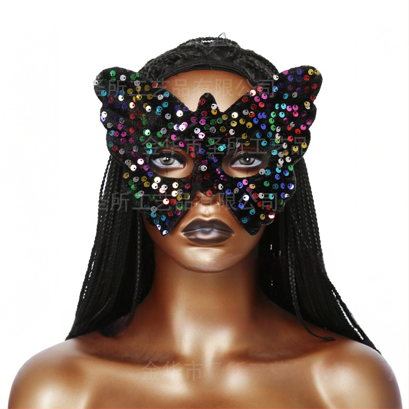Маска за Хелоуин с котка от Cross Border Hot Cat, Маска на Черната пантера, Маска на Черната котка, Дантелена котешка маска, Маска за котка с пайети