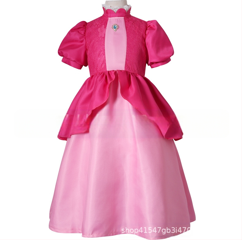 Uus Mario cos Brigitte printsess cos kleit kitsa vöökohaga karvase kleidi ja puhvis varrukatega printsessikleit