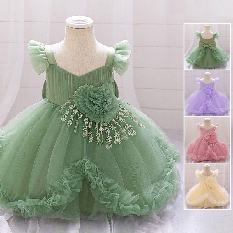 Rochie de mireasă pentru fetițe, model floral, cu imprimeu floral, pentru copii, un an