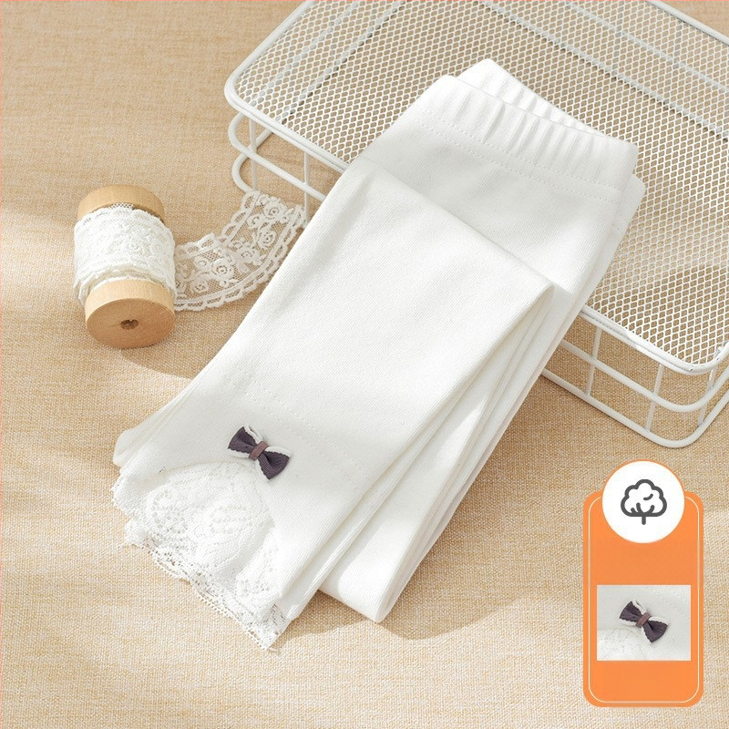 2025 Nove djevojačke tajice za proljeće i jesen, pamučne vanjske tajice za djecu, hlače do gležnja, tanke dječje elegantne hlače od čipke