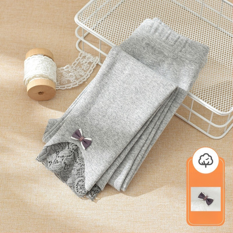 2025 Nove djevojačke tajice za proljeće i jesen, pamučne vanjske tajice za djecu, hlače do gležnja, tanke dječje elegantne hlače od čipke