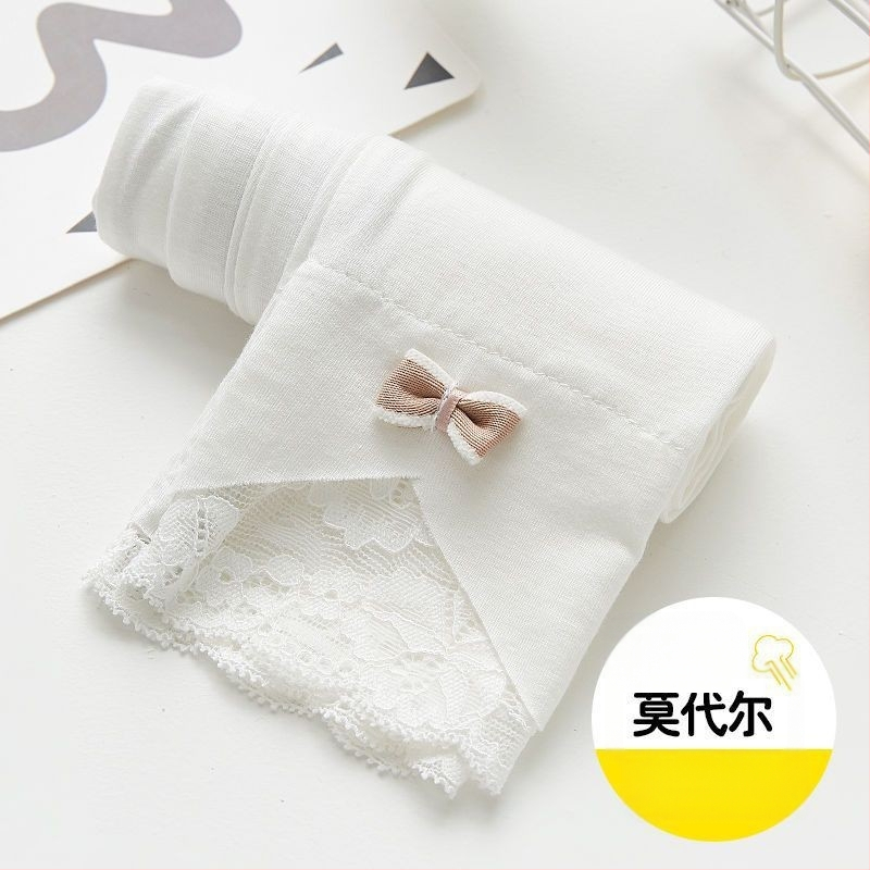 2025 Nove djevojačke tajice za proljeće i jesen, pamučne vanjske tajice za djecu, hlače do gležnja, tanke dječje elegantne hlače od čipke