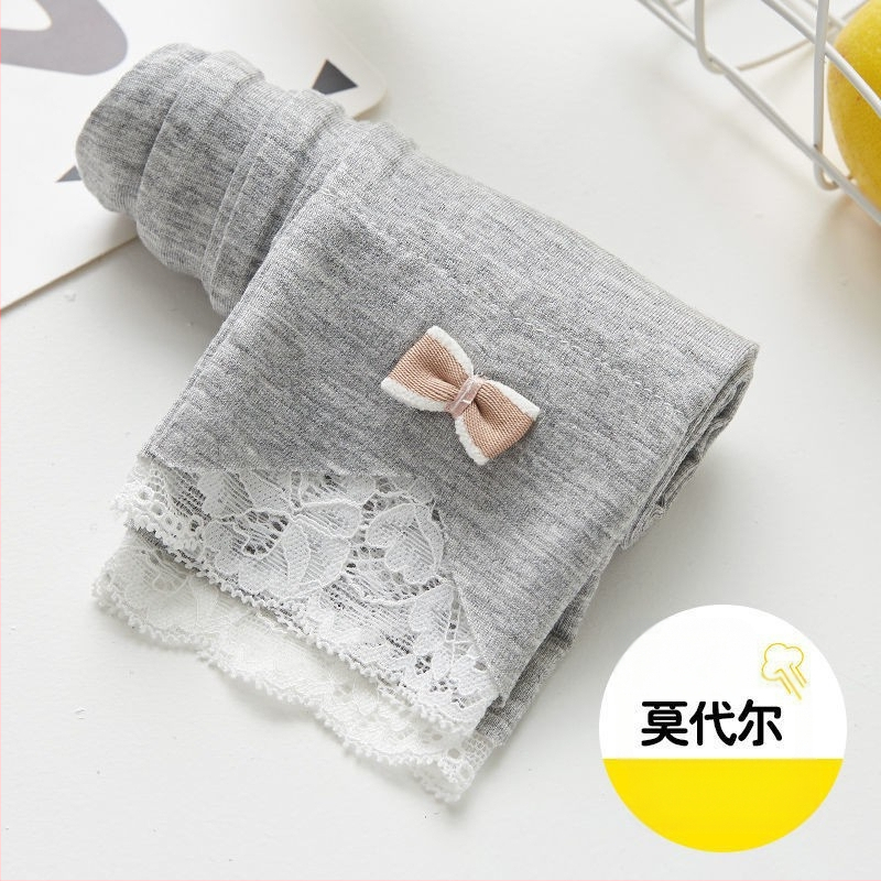 2025 Nove djevojačke tajice za proljeće i jesen, pamučne vanjske tajice za djecu, hlače do gležnja, tanke dječje elegantne hlače od čipke