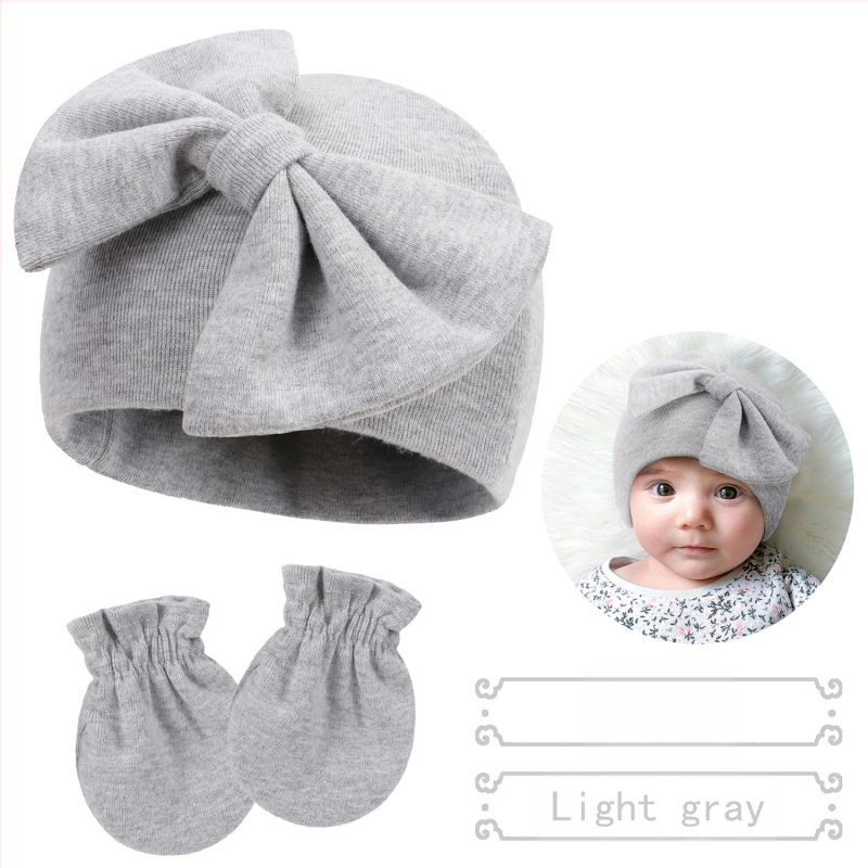 Căciulă fetală pentru nou-născuți, căciulă cu fundă, căciulă caldă pentru bebeluși, mănuși în 15 culori, plus căciulă fetală
