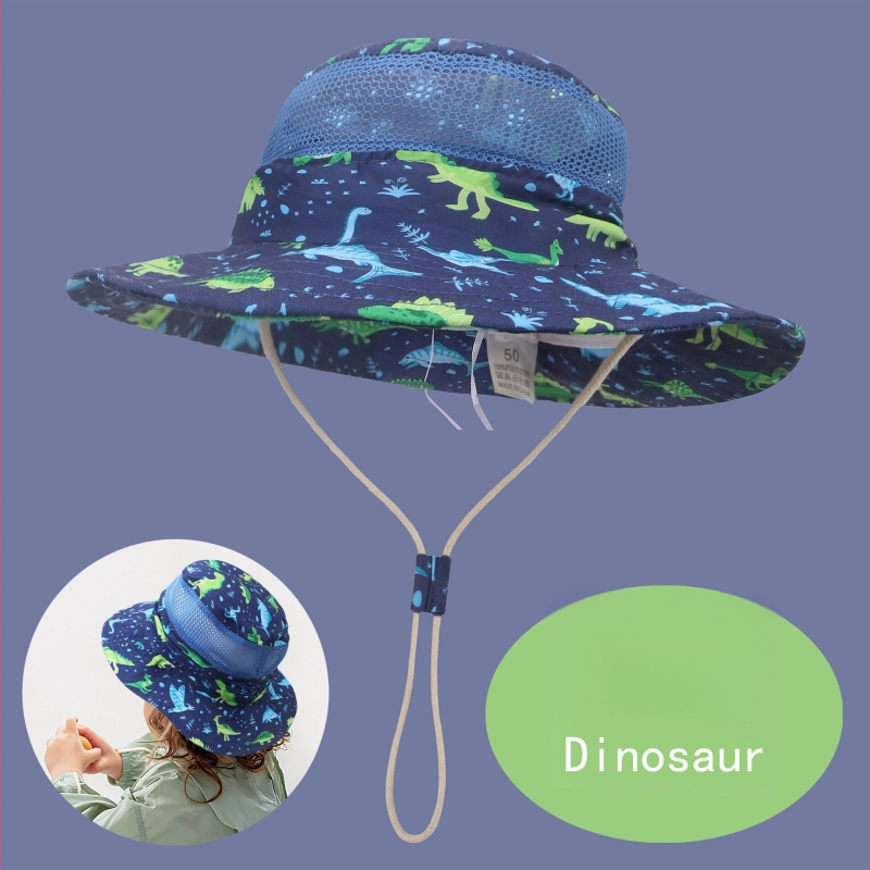 Dječji šešir za sunce, ljetni prozračni mrežasti šešir za sunce s printom crtanih filmova i dinosaura za vanjsku upotrebu za dječake i djevojčice