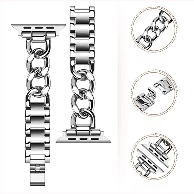 Sobib Apple Watchile Väike Chaneli stiilis roostevabast terasest Apple`i rihm Teksakett Metallist Apple`i rihm