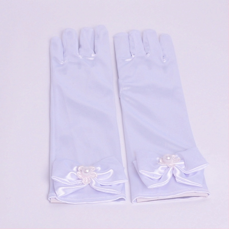 Laste kindad beebi lilletüdruku kleidi kindad valged roosad tüdrukute lipsuga pulmakindad tehase hulgimüük