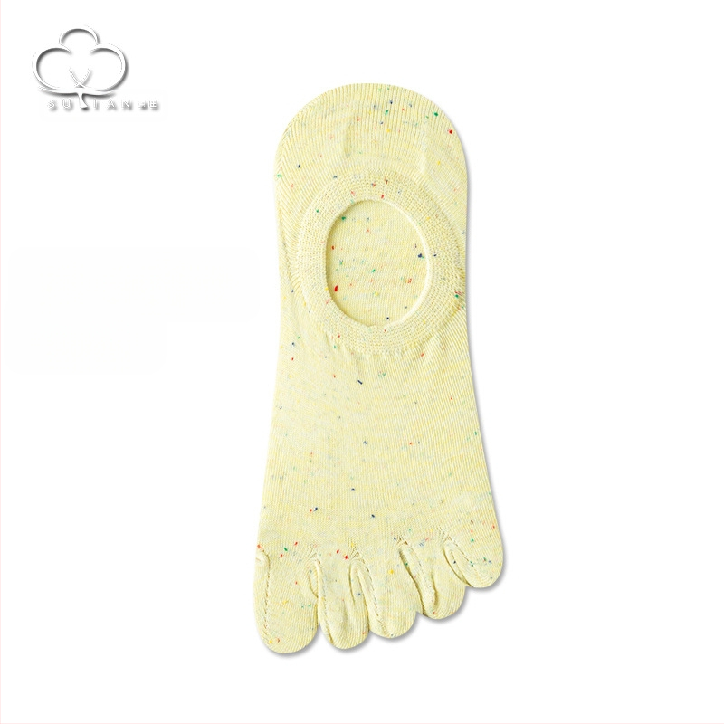 Taškuotos siūlų penkių pirštų kojinės Moteriškos vasarinės plonos kojinės Moteriškos valties formos kojinės Seklios burnos nematomos kojinės Japoniško stiliaus mielos medvilninės kojinės su pirštais