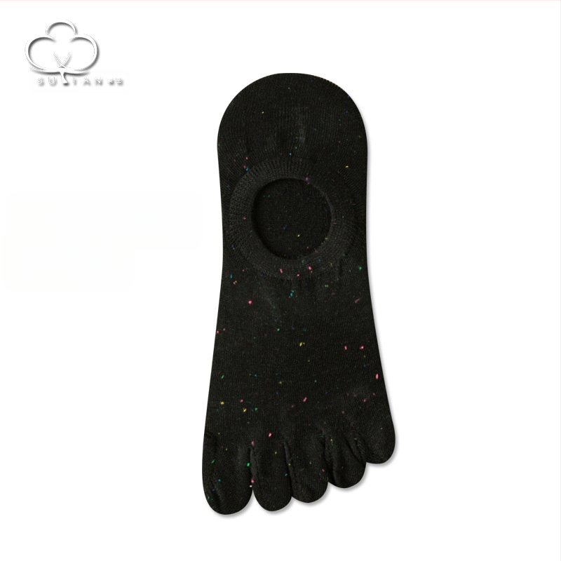 Taškuotos siūlų penkių pirštų kojinės Moteriškos vasarinės plonos kojinės Moteriškos valties formos kojinės Seklios burnos nematomos kojinės Japoniško stiliaus mielos medvilninės kojinės su pirštais