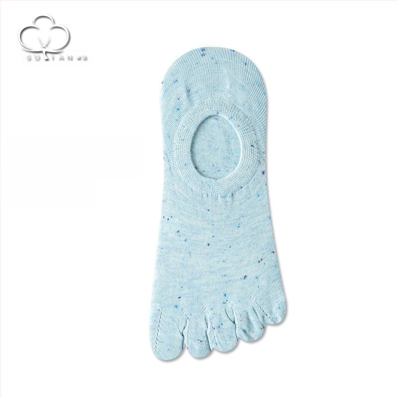 Taškuotos siūlų penkių pirštų kojinės Moteriškos vasarinės plonos kojinės Moteriškos valties formos kojinės Seklios burnos nematomos kojinės Japoniško stiliaus mielos medvilninės kojinės su pirštais