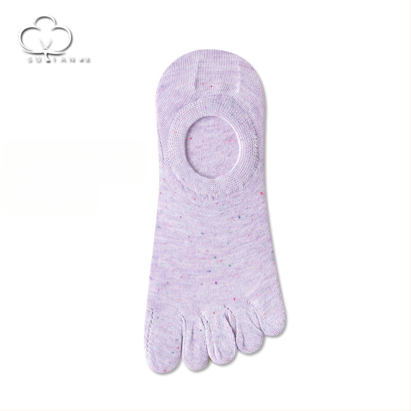 Taškuotos siūlų penkių pirštų kojinės Moteriškos vasarinės plonos kojinės Moteriškos valties formos kojinės Seklios burnos nematomos kojinės Japoniško stiliaus mielos medvilninės kojinės su pirštais