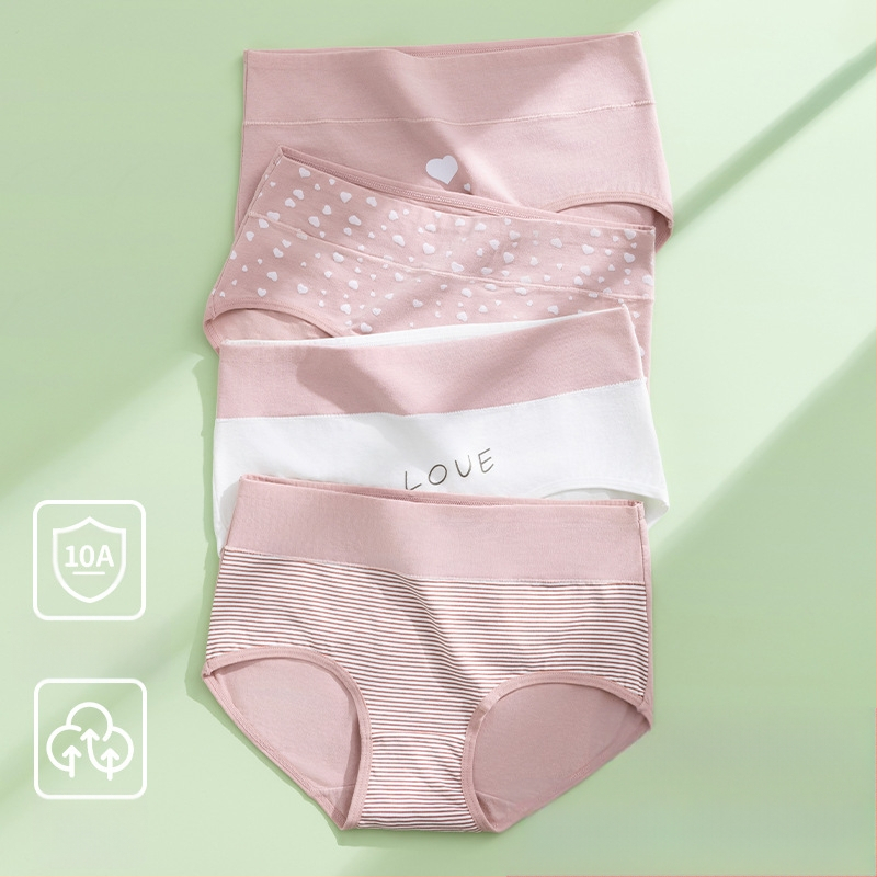 Piiriülene suur suurus 10A klassi antibakteriaalne aluspesu tüdrukutele, trükitud Euroopa ja Ameerika kõrge vöökohaga, kõhu kontrolli all hoidmiseks, paksudele tüdrukutele, õmblusteta puhas puuvill