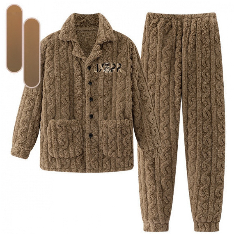 2024 m. rudens ir žiemos pižamos, vyriški namų drabužiai, koralinės vilnos pamušalas, sustorintas vyriškas kostiumas, šiltas ir patogus flanelinis audinys