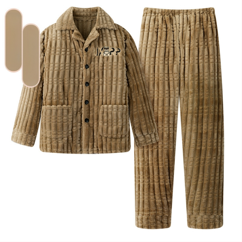 2024 m. rudens ir žiemos pižamos, vyriški namų drabužiai, koralinės vilnos pamušalas, sustorintas vyriškas kostiumas, šiltas ir patogus flanelinis audinys