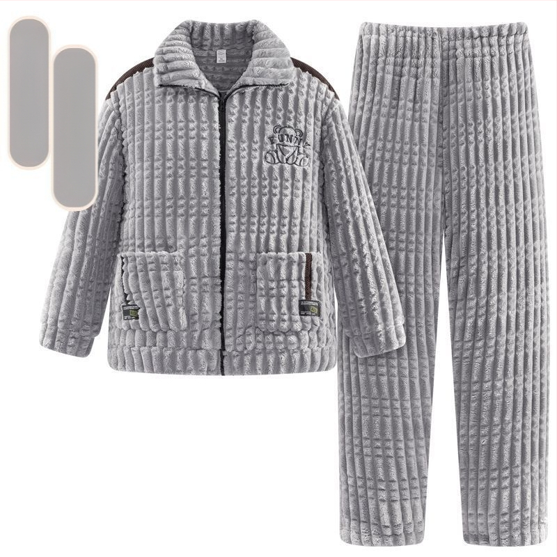 2024 m. rudens ir žiemos pižamos, vyriški namų drabužiai, koralinės vilnos pamušalas, sustorintas vyriškas kostiumas, šiltas ir patogus flanelinis audinys