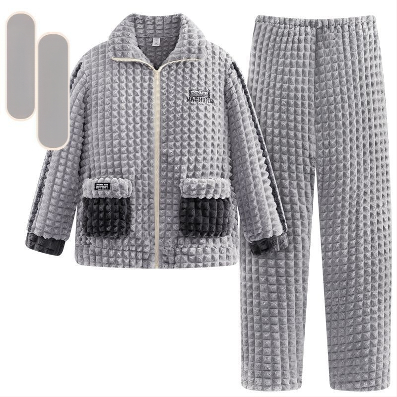 2024 m. rudens ir žiemos pižamos, vyriški namų drabužiai, koralinės vilnos pamušalas, sustorintas vyriškas kostiumas, šiltas ir patogus flanelinis audinys