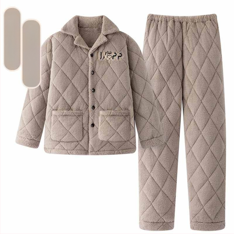 2024 m. rudens ir žiemos pižamos, vyriški namų drabužiai, koralinės vilnos pamušalas, sustorintas vyriškas kostiumas, šiltas ir patogus flanelinis audinys