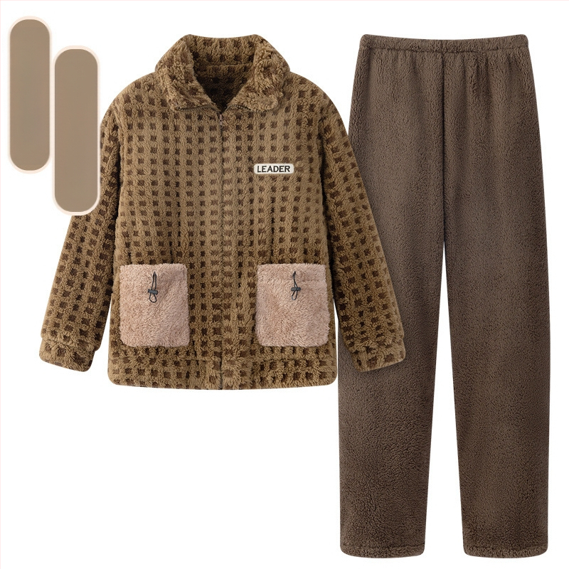 2024 m. rudens ir žiemos pižamos, vyriški namų drabužiai, koralinės vilnos pamušalas, sustorintas vyriškas kostiumas, šiltas ir patogus flanelinis audinys