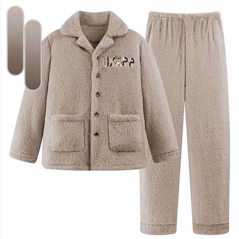 2024 m. rudens ir žiemos pižamos, vyriški namų drabužiai, koralinės vilnos pamušalas, sustorintas vyriškas kostiumas, šiltas ir patogus flanelinis audinys