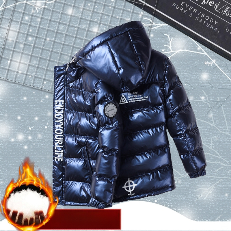 Dječji kaput s pamučnom podstavom 2023. novi, svijetli, debeli, topli, s kapuljačom, pamučno podstavljeni kaput za djecu srednje i velike veličine, modni brend