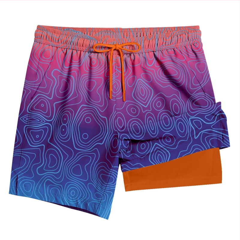 Piiriülesed populaarsed gradientidega meeste õhukesed kiiresti kuivavad rannapüksid, mis sobivad vette. Aach lühikesed püksid, neljaveerandilised kahekihilised rannapüksid.