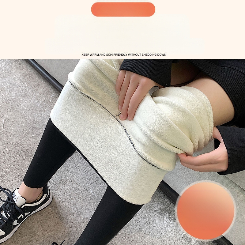 Κολάν από δέρμα καρχαρία από βελούδο αρνιού για γυναίκες, για να φορούν ως πανωφόρι τον χειμώνα, με φλις επένδυση και πυκνωτικό, ελαστικό παντελόνι γιόγκα Barbie με αδυνατιστική εμφάνιση, που δεν φουσκώνει.