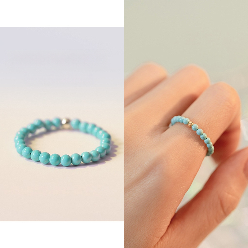 Ασημένιο δαχτυλίδι 925 με φυσικό κρύσταλλο που δεν ξεθωριάζει, γυναικείο ρετρό κομψό τυρκουάζ δαχτυλίδι χονδρικής για γυναίκες