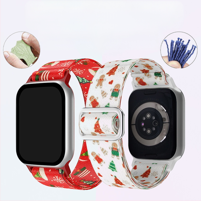 Kalėdinis obuolių dirželis, tinkantis 8/7/6/5/4/3/2/1 „Full Series“ iwatch laikrodžiams, austas nailono dirželis