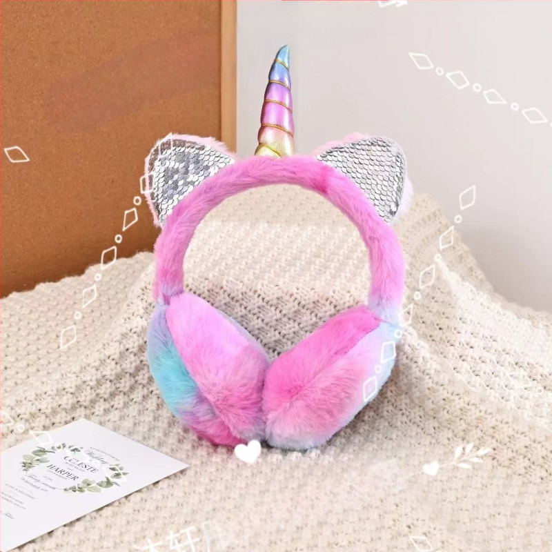 Ükssarviku lastele soojad kõrvaklapid talvel külma imitatsiooniga küüliku kõrvaklapid sissetõmmatavad kõrvaklapid kohapeal hulgimüük