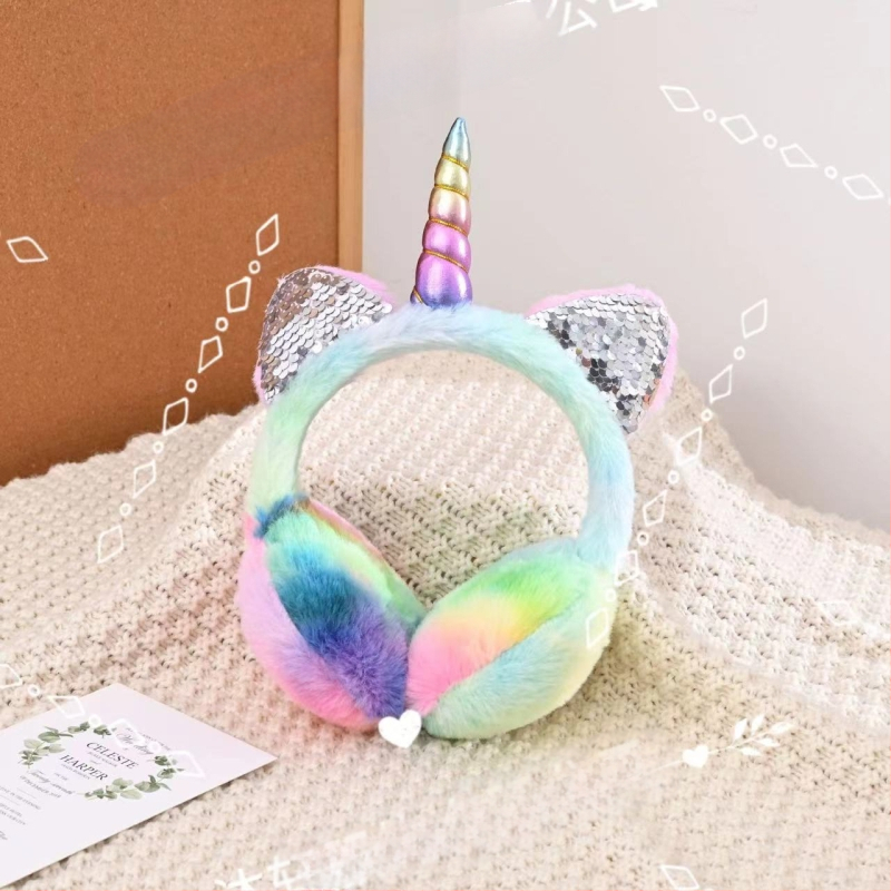 Ükssarviku lastele soojad kõrvaklapid talvel külma imitatsiooniga küüliku kõrvaklapid sissetõmmatavad kõrvaklapid kohapeal hulgimüük