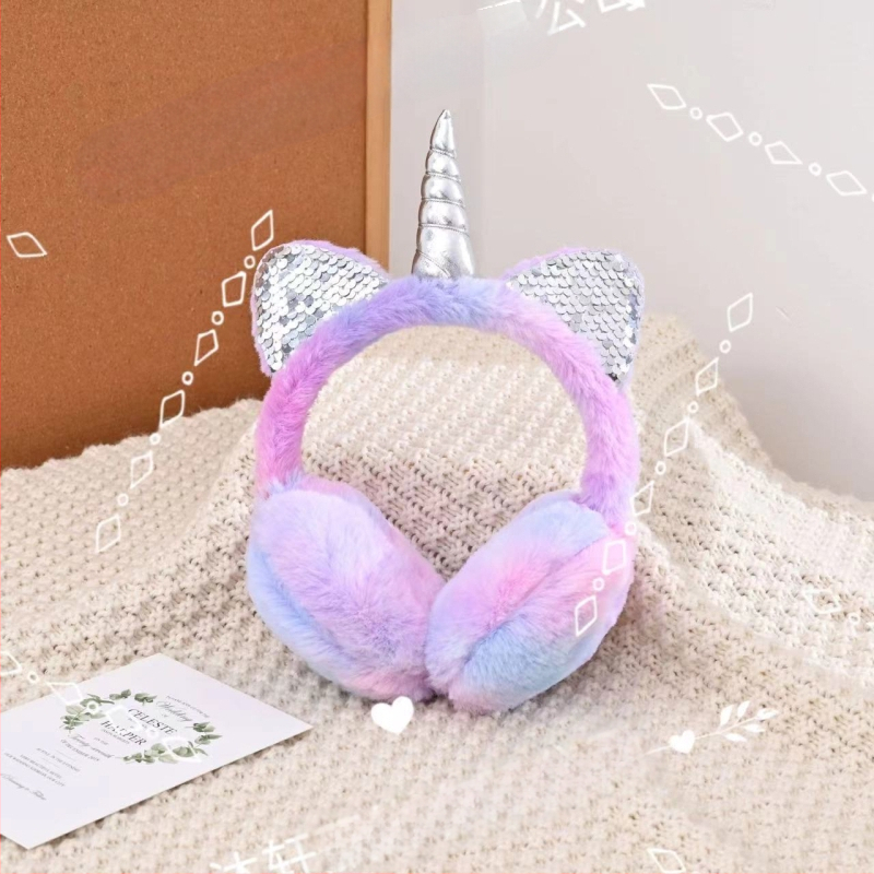 Ükssarviku lastele soojad kõrvaklapid talvel külma imitatsiooniga küüliku kõrvaklapid sissetõmmatavad kõrvaklapid kohapeal hulgimüük