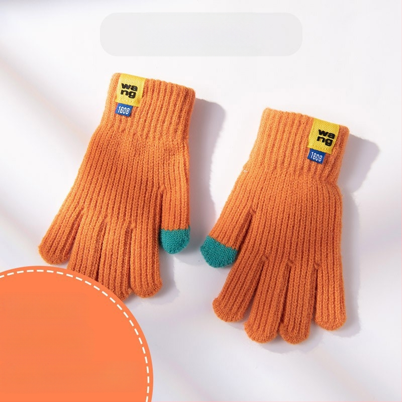 Laste ühevärvilised villast kootud kindad sügiseks ja talveks, armsad sõrmedega jalgrattasõiduks mõeldud soojad kindad meestele ja naistele