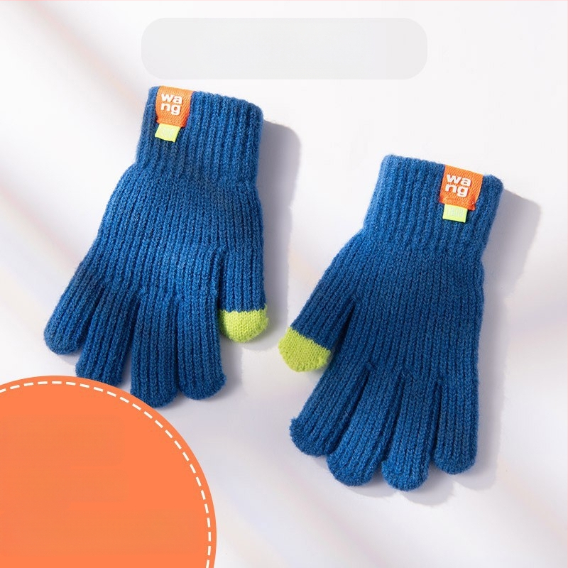 Laste ühevärvilised villast kootud kindad sügiseks ja talveks, armsad sõrmedega jalgrattasõiduks mõeldud soojad kindad meestele ja naistele