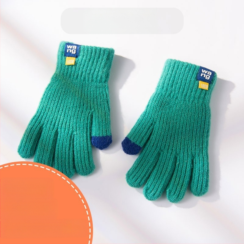 Laste ühevärvilised villast kootud kindad sügiseks ja talveks, armsad sõrmedega jalgrattasõiduks mõeldud soojad kindad meestele ja naistele