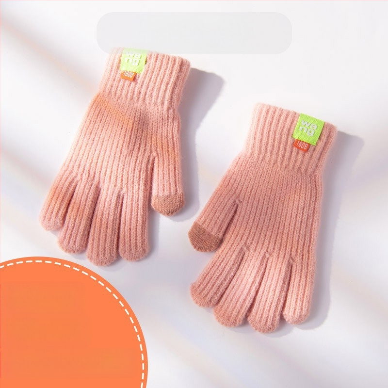 Laste ühevärvilised villast kootud kindad sügiseks ja talveks, armsad sõrmedega jalgrattasõiduks mõeldud soojad kindad meestele ja naistele