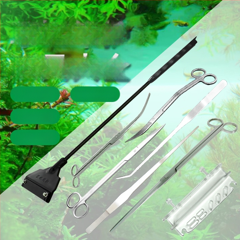 Vandens žolės karpymo įrankių rinkinys Vandens žolės spaustukas Pincetas Vandens žolės pjovimas Banguotas pjovimas Akvariumas Vandens keitimas Plokščias smėlis Kastuvas Grandymo peilis Dumbliai