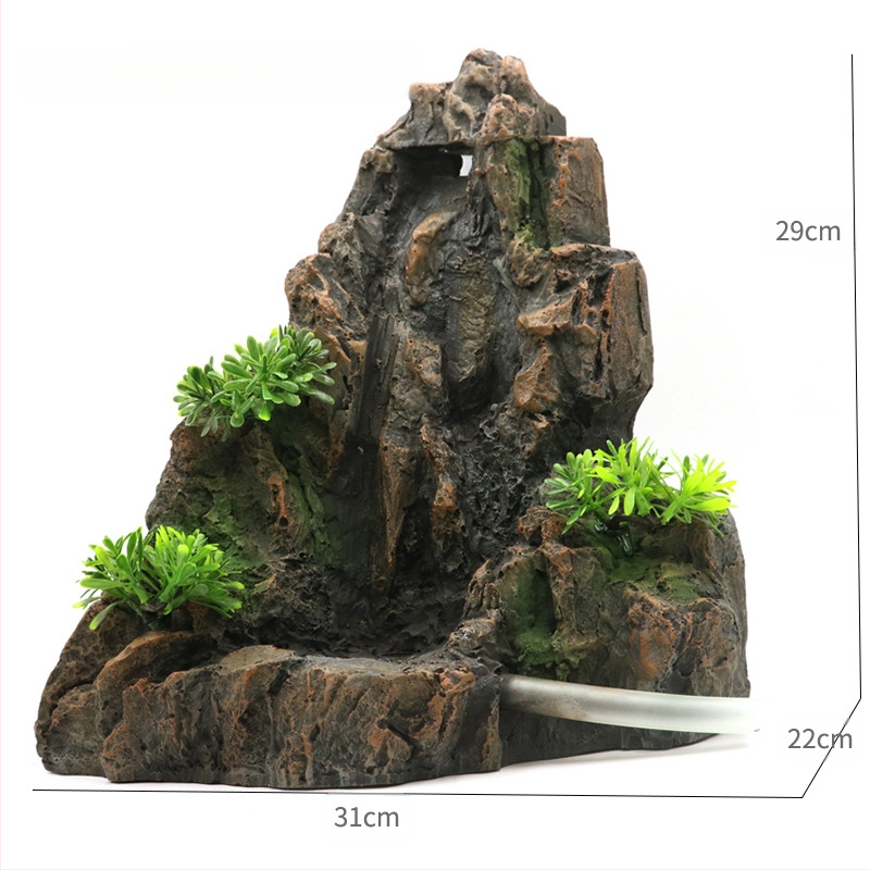 Radoša liela zivju tvertnes ainava akmeņdārzs plūstošās smiltis ūdenskritums kalnu imitācija dabīgā akmens forma dabiska dinamiska ainava