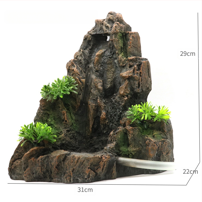 Radoša liela zivju tvertnes ainava akmeņdārzs plūstošās smiltis ūdenskritums kalnu imitācija dabīgā akmens forma dabiska dinamiska ainava