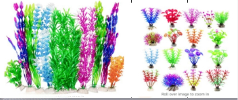 Akvārija ainavu dekorēšana, imitēti ūdensaugi, imitētu augu rotājumi, akvārija plastmasas ūdensaugi, 8 jauktu ūdensaugu komplekts