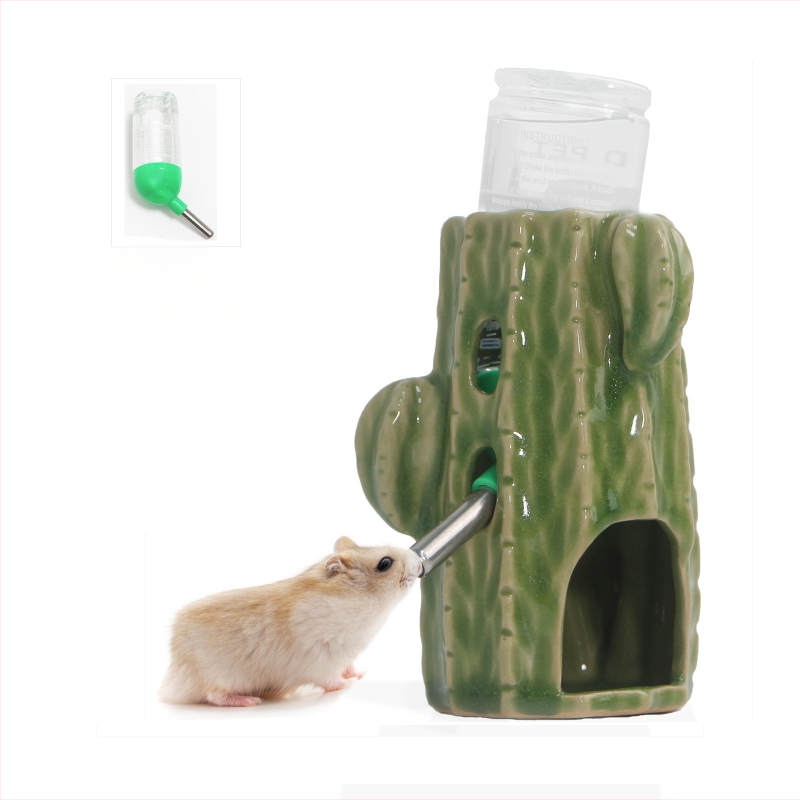 Бутилка за вода с кактус, поилка за хамстер, чайник, керамична скоба, вертикална, златна мечка, холандско прасе, регулируеми материали за озеленяване