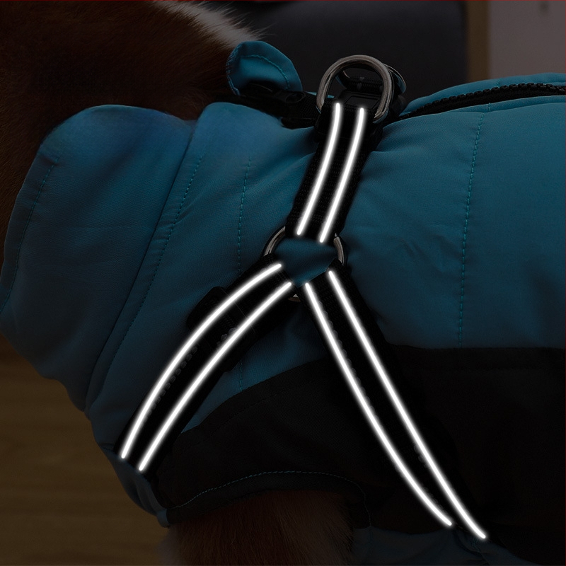 Uus puuvillase voodriga koeramantel, soe talve-, tuulekindel ja öösiti helkurvest, eksklusiivne lemmikloomatarvete valik.