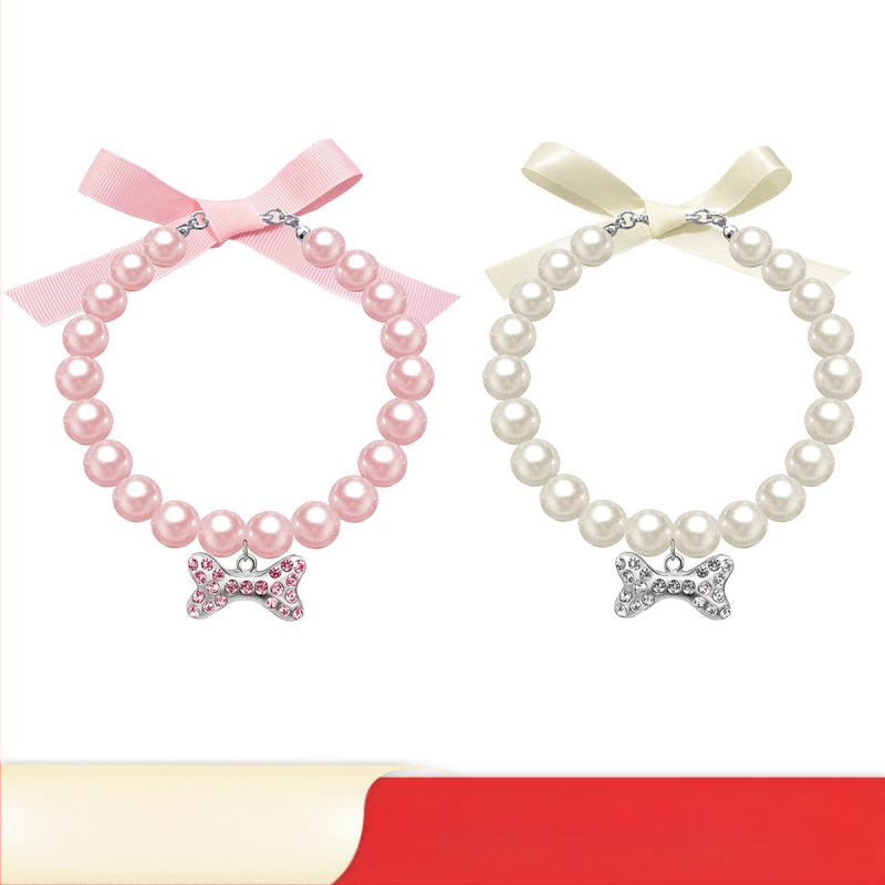 2024. aasta lemmikloomale mõeldud populaarne peen pärlkaelakee roosa lipsuga luust ripats, Euroopa ja Ameerika piiriülene eksklusiivne pakkumine