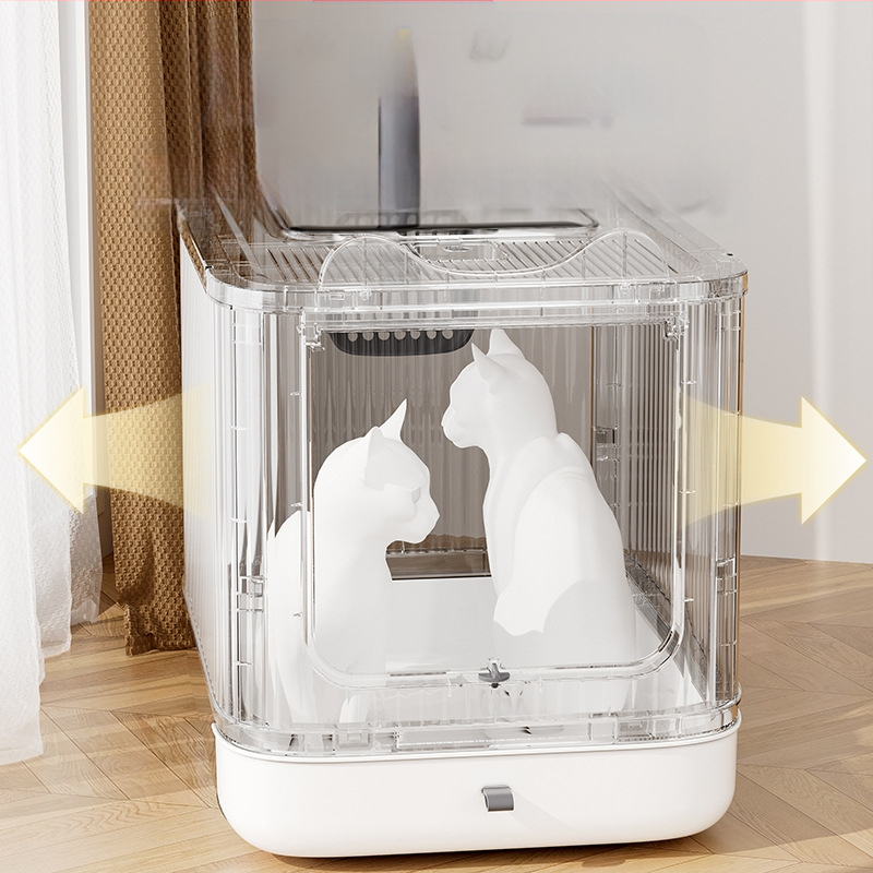 Liela kaķu pakaišu kaste ar sterilizācijas un pretšļakatu funkcijām, piemērota kaķēniem, pret smakām izturīgi kaķu piederumi, īpaši liela kaķu tualete