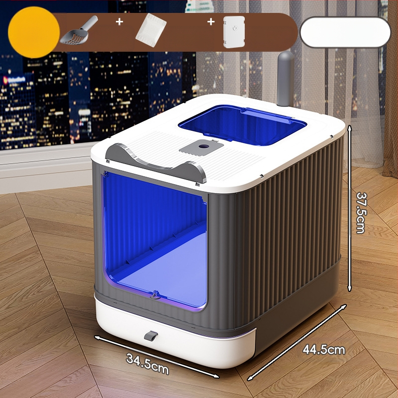 Liela kaķu pakaišu kaste ar sterilizācijas un pretšļakatu funkcijām, piemērota kaķēniem, pret smakām izturīgi kaķu piederumi, īpaši liela kaķu tualete