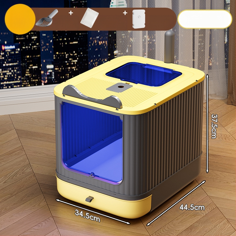 Liela kaķu pakaišu kaste ar sterilizācijas un pretšļakatu funkcijām, piemērota kaķēniem, pret smakām izturīgi kaķu piederumi, īpaši liela kaķu tualete