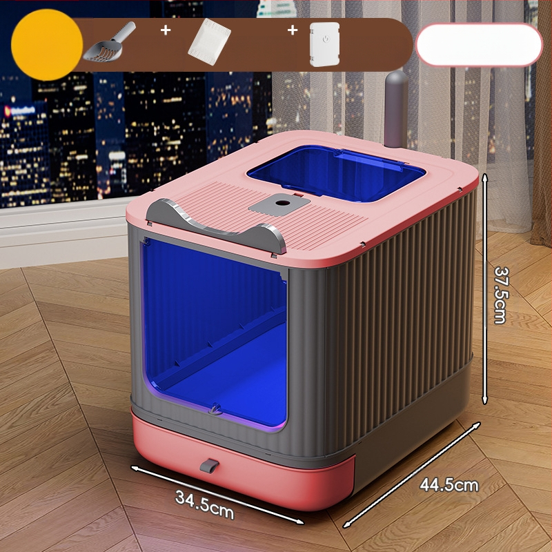 Liela kaķu pakaišu kaste ar sterilizācijas un pretšļakatu funkcijām, piemērota kaķēniem, pret smakām izturīgi kaķu piederumi, īpaši liela kaķu tualete