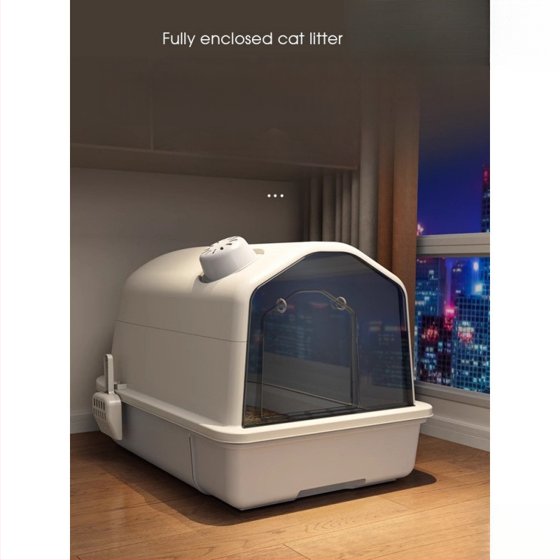 Kaķu pakaišu kaste, pilnībā noslēgta, pret smaku, dezodorējoša, īpaši liela kaķu tualete, šļakatu necaurlaidīga, īpaši liela kaķu pakaišu kaste