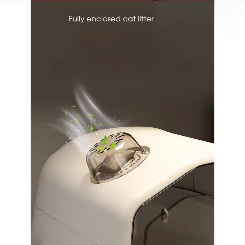 Kaķu pakaišu kaste, pilnībā noslēgta, pret smaku, dezodorējoša, īpaši liela kaķu tualete, šļakatu necaurlaidīga, īpaši liela kaķu pakaišu kaste