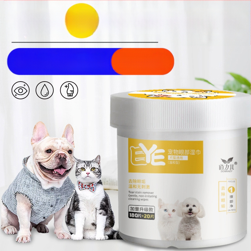 Drėgnos servetėlės augintinių akių valymui 200 kačių. Naudokite drėgnas servetėles augintinių akių išmatoms valyti.