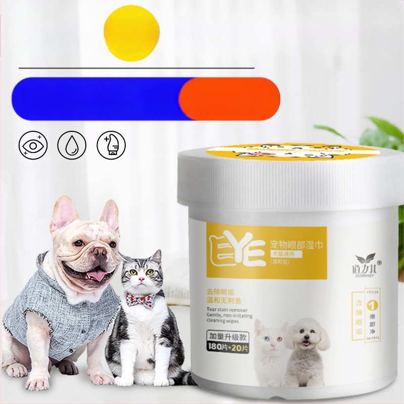 Drėgnos servetėlės augintinių akių valymui 200 kačių. Naudokite drėgnas servetėles augintinių akių išmatoms valyti.